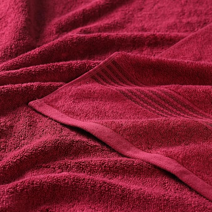 Superior Egyptian Cotton 6-Piece Towel Set, Bathroom Essentials, Towels For Bathroom, Apartment, Airbnb, Guest Bath, Face, Hand, Bath Towels, Washcloths, Absorbent, Fast Drying, Burgundy