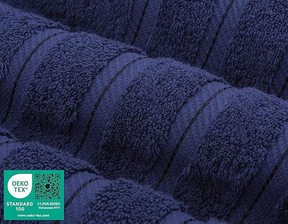 American Soft Linen Luxury 4 Piece Bath Towel Set, 600 GSM 100% Cotton Turkish Bath Towels for Bathroom, 27x54 in Extra Large Bathroom Shower Towels, Navy Blue