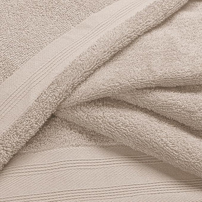 Ultra Soft 3 Pack Cotton Towel Set, Contains a Bath Towels 28x55 inch, a Hand Towels 16x24 inch & a Wash Coths 12x12 inch, Ideal Everyday use, Compact & Lightweight - Tan