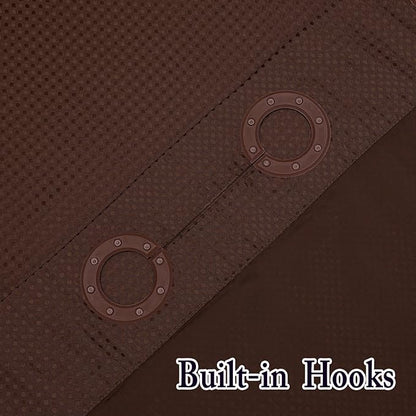 Gibelle Stall Small Shower Curtain 36x74, Waffle Weave Shower Curtain with Snap-in Fabric Liner Set, No Hooks Needed, Hotel Style with Mesh Top Window, Brown