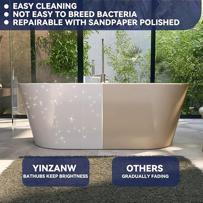 64" Acrylic Free Standing Tub, Stand Alone Tub, Freestanding Bathtub, Soaking Bathtub, cUPC Certified, LT(Glossy White)