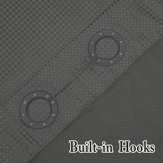 Gibelle No Hook Waffle Weave Shower Curtain with Snap-in Fabric Liner Set for Bathroom, Hotel Style with Mesh Top Window, Waterproof & Washable, Charcoal Grey, 72x74