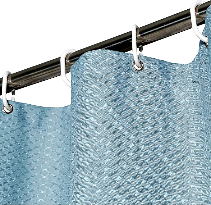 AooHome 36x72 Inch Stall Size Shower Curtain, Soft Fabric Waffle Weave Bathroom Curtain with Hooks, Weighted Hem, Heavy Duty, Water Repellent, Light Blue