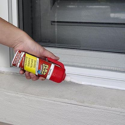 Flex Caulk, Waterproof & Weatherproof Hybrid Polymer Sealant, Strong, Paintable, Indoor, Outdoor, Bath, Shower, Sink, Window, Baseboards, Door, RV, Roof, Wood, Auto & Marine, White, 4 oz, 2-Pack