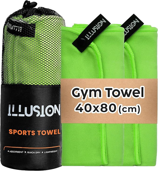 illusion Small Microfiber Gym Towels for Men and Women Active Sports (32" L x 16''W)-Lightweight Quick Dry Gym Towel for Sweat-Workout Towels Ideal for Yoga, Camping, Running, and Outdoor Activities