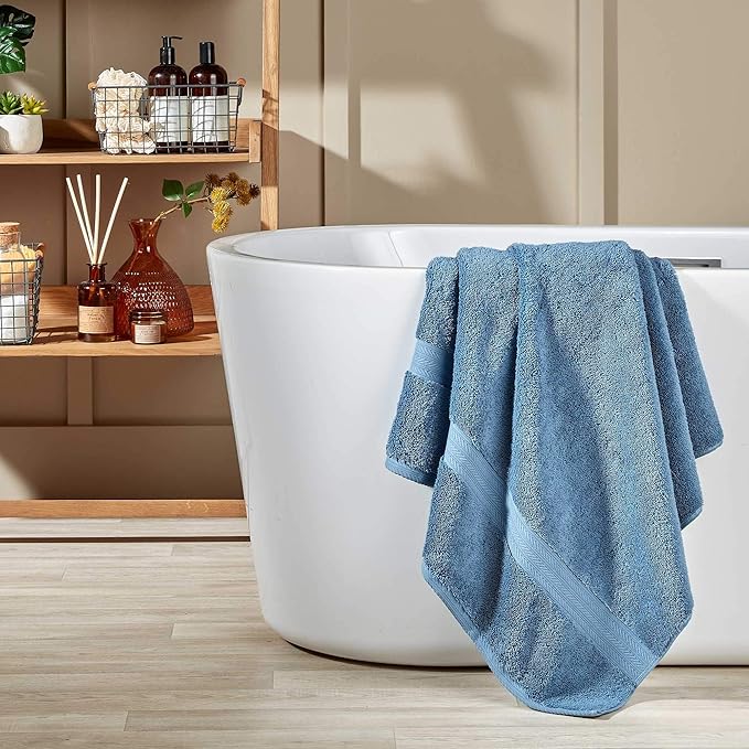 Christy Renaissance 6 Piece Blue Towel Set | 100% Egyptian Cotton | Luxury Bathroom Towels | Soft and Super Absorbent | 675 GSM | 2 Bath Sheet 2 Bath 2 Hand | Denim