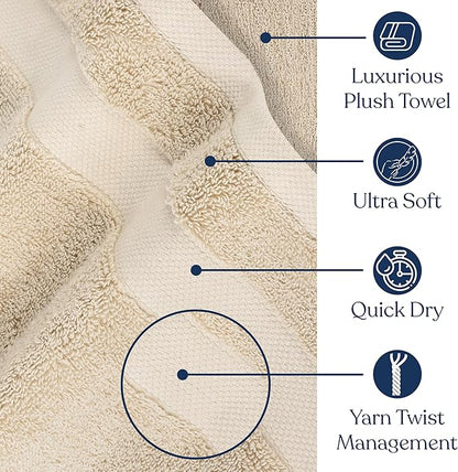 Delara Organic Cotton Luxuriously Plush Hand Towel Pack of 2 | GOTS & OEKO-TEX Certified | Premium Hotel Quality Towels | Feather Touch Technology|650 GSM Long Staple|Soft, Quick Dry & Ultra-Absorbent
