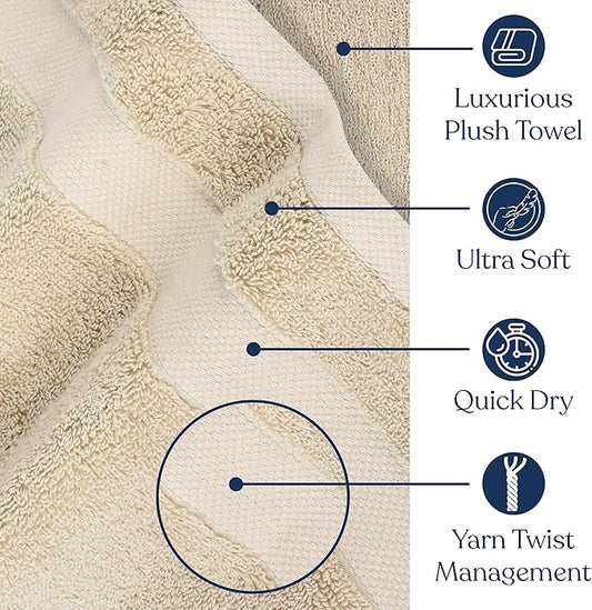 Delara Organic Cotton Luxuriously Plush Washcloths Pack of 6 | GOTS & Oeko-TEX Certified | Premium Quality Face Towels | Feather Touch Technology|650 GSM Long Staple|Soft, Quick Dry & Ultra-Absorbent