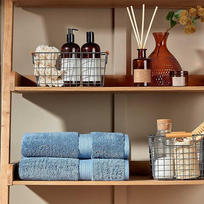 Christy Renaissance 6 Piece Blue Towel Set | 100% Egyptian Cotton | Luxury Bathroom Towels | Soft and Super Absorbent | 675 GSM | 2 Bath Sheet 2 Bath 2 Hand | Denim