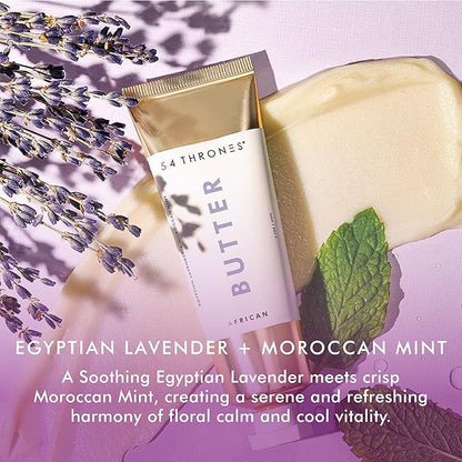 54 Thrones Mini African Beauty Shea Butter, Intensive Dry Skin Support, Moisturizing Body Butter for Women, Moisturizing Body Cream, Locks in Moisture, Egyptian Lavender + Moroccan Mint, 1 oz