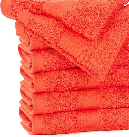 Ample Decor Wash Cloths Pack of 20, Oeko Tex Certified 600 GSM 100% Cotton Soft Absorbent, Premium Quality Durable Machine Washable, Ideal for Bathroom, Pool, Hotel, Spa – Orange