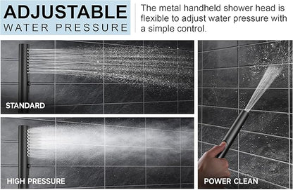 Lava Odoro Modern 2-Setting Round Rain Shower System with Handheld, Matte Black Rainfall Shower Faucet Set Rain Shower Head and Handle Set, Shower Valve Trim Kit, 10 Inch, Matte Black, SF104-MB