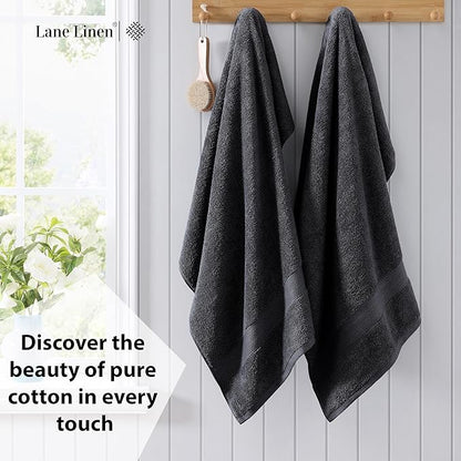 LANE LINEN 100% Luxury Cotton Bath Sheets Set of 4 (35"x66") - Ultra Soft & Fade Resistant, Quick Drying Extra Large Towel Sets - Highly Absorbent, Spa Quality Oversized Towels for Bathroom - Black