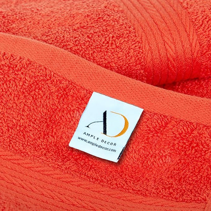 Ample Decor Washcloths Pack of 5 12 X 12 Inch, 600 GSM 100% Cotton Soft Absorbent, Premium Quality Durable Machine Washable, Ideal for Bathroom, Pool, Hotel, Spa – Orange