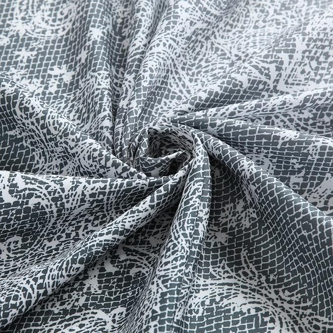 Extra Long Shower Curtain - Chantilly Lace Design, Heavyweight Polyester, Dark Gray to White Ombre, 72" W x 84" H