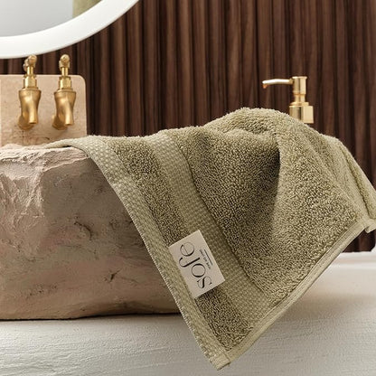 SOFE H&L | Olea Luxury Turkish Cotton Hand Towels Set of 4 Green | Premium, Soft, Durable, Absorbent | Hotel Quality Plush Towels and Thick Towel Sets