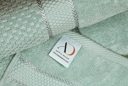 Ample Decor 100% Cotton Hand Towel for Kitchen Set of 2 Mint Green, Absorbent Premium Quality, Oeko TEX Certified, for Bathroom, Hotel, Spa, Gym, Kitchen - 18 X 28 Inch - Mulaayam Collection