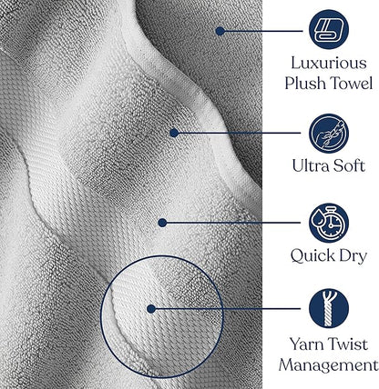 Delara Organic Cotton Luxuriously Plush Bath Sheet Pack of 4 | GOTS & OEKO-TEX Certified | Premium Hotel Quality Towels | Feather Touch Technology|650 GSM Long Staple|Soft, Quick Dry & Ultra-Absorbent