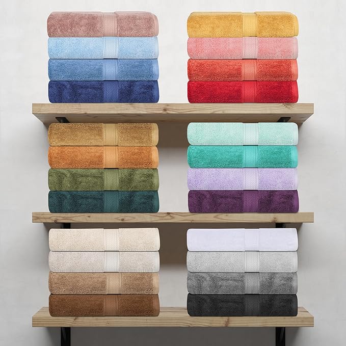 Superior Egyptian Cotton Pile 6 Piece Towel Set, Includes 2 Bath, 2 Hand, 2 Face Towels/Washcloths, Ultra Soft Luxury Towels, Thick Plush Essentials, Guest Bath, Spa, Hotel Bathroom, Purple