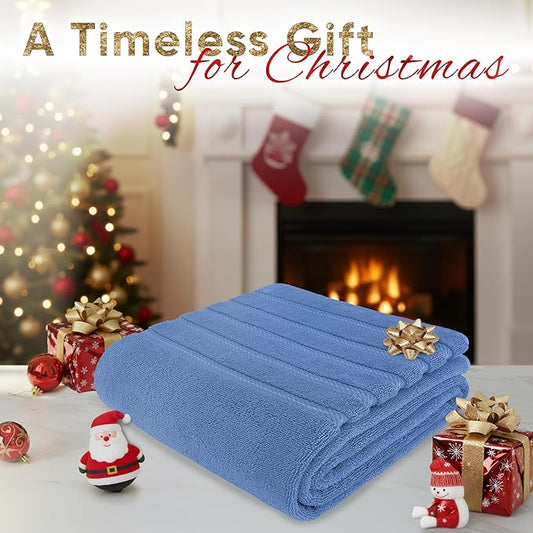 American Soft Linen 35x70 Jumbo Large Bath Towels, 600 GSM 100% Cotton Turkish Bath Sheet, Oversized Luxury Bath Towels for Bathroom Beach and Pool, Electric Blue