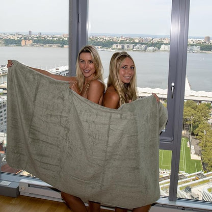 Mosobam Luxury Turkish Towels Set of 2 Bath Sheets 35X70 Seagrass Green 700 GSM Bamboo Viscose & Aegean Turkish Combed Cotton