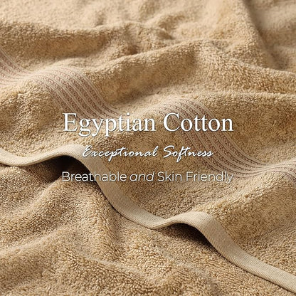 Superior Egyptian Cotton 6-Piece Towel Set, Bathroom Essentials, Towels For Bathroom, Apartment, Airbnb, Guest Bath, Face, Hand, Bath Towels, Washcloths, Absorbent, Fast Drying, Toast