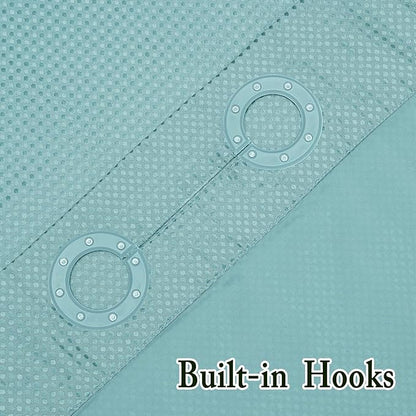 Gibelle Long Shower Curtain 72x80, Waffle Weave Bathroom Shower Curtain with Snap-in Fabric Liner Set, No Hooks Needed, Hotel Style with Mesh Top Window, Teal