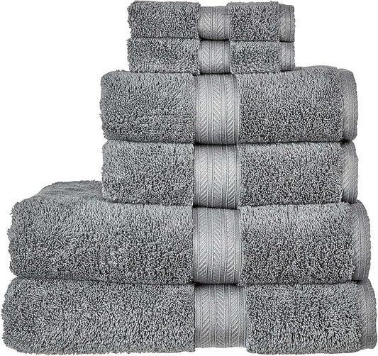 Christy Renaissance 6 Piece Towel Set | Ash Grey | 100% Egyptian Cotton | Luxuriously Soft and Super Absorbent | 675 GSM | 2 Bath Towels 2 Hand Towels 2 Face Cloths