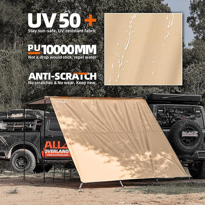 ALL-TOP Awning Wall Universal Multi-Side, 8.2ft x 8.5ft, Waterproof Ripstop UV-Resistant Awning Extension for Extra Privacy & Shade