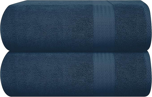 GLAMBURG Premium Cotton Oversized 2 Pack Bath Sheet 35x70-100% Pure Cotton - Ideal for Everyday use - Ultra Soft & Highly Absorbent - Machine Washable - Mineral Blue
