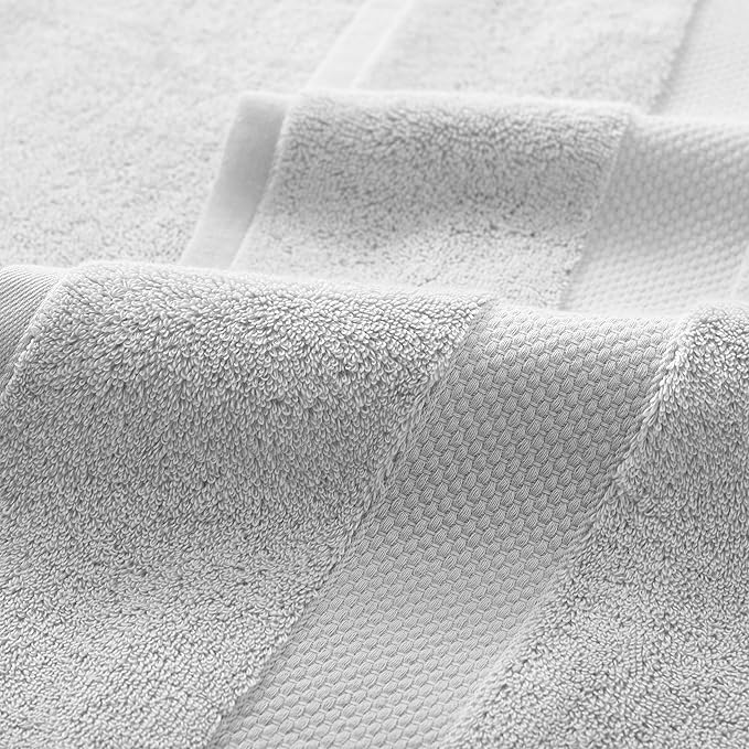 Aston & Arden Egyptian Wash Cloths - Pack of 6 - Oversized Ultra Soft Thick & Absorbent, 100% Ringspun Egyptian Cotton Bathroom Towel for Spa, Hotel, 600 GSM, 13 x 13 in, Light Grey