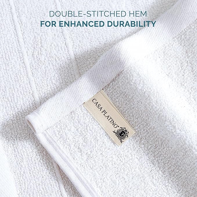 Casa Platino 100% Cotton Washcloths 24 Pack - Spa & Salon Quality Face Towels - Ring Spun, Soft & Absorbent Wash Cloth Rags for Body, Beauty, Home, Gym - Fingertip Towels - 13"x13", White Washcloths