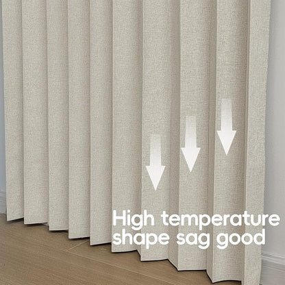 Accordian Door Curtain, 100% Blackout Folding Magnetic Doorway Curtains,Linen Style Closet Doors,for Room Divider,Privacy Protection（W52 x L78,Off White,1 Panel）