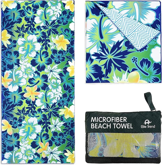 Elite Trend Microfiber Beach Towel for Adults with Bag - Extra Large 78x35 inch Lightweight Sand Free Quick Dry Towel for Travel, Swimming, Yoga, Camping
