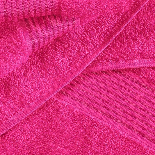 Belizzi Home 100% Cotton Towel Set, Contains 6 Soft Bath Towel, 6 Hand Towels, 12 Wash Cloths - Compact Absorbent Lightweight & Quickdry Towels for Bathroom - 24 Piece Bathroom Towel Set - Hot Pink