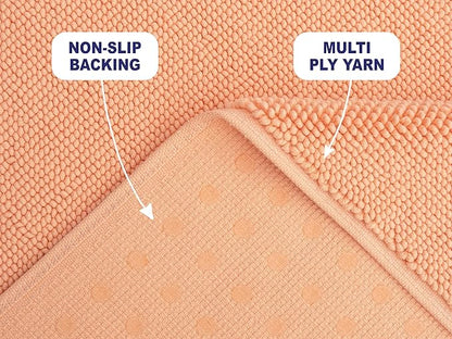 American Soft Linen Bath Rug, 17 in 24 in 100% Cotton Bath Mats Rugs for Bathroom, Slip Reducer Washable Shaggy Form Area Rugs, Malibu Bath Rug