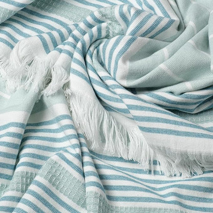 SOFE H&L | LINVIA Foutah Quick Dry Beach Towel Pack of 2 (35” x 70”) Basic - Mint | Lightweight, Premium, Fade Resistant, Durable | Travel Towel, Turkish Beach Towel with Shoulder Strap