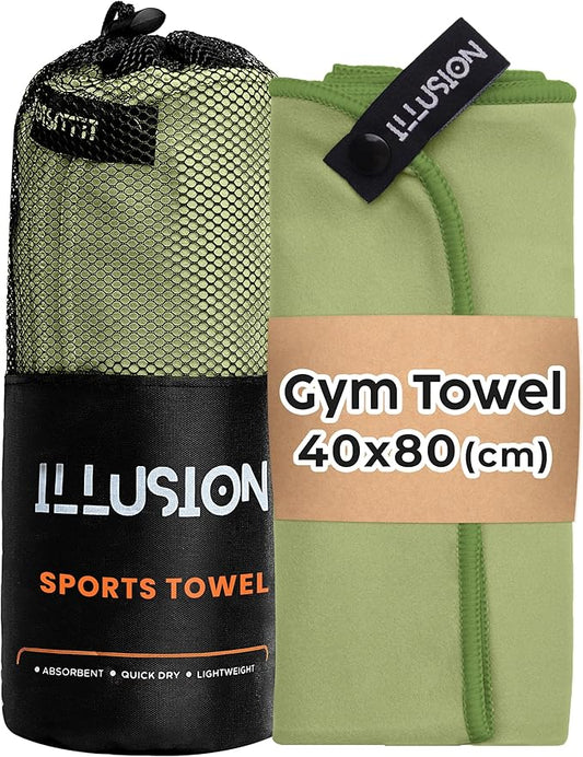 illusion Small Microfiber Gym Towels for Men and Women Active Sports (32" L x 16''W)-Lightweight Quick Dry Gym Towel for Sweat-Workout Towels Ideal for Yoga, Camping, Running, and Outdoor Activities