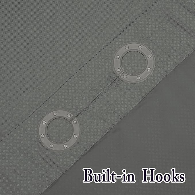 Gibelle Stall Small Shower Curtain 36x74, Waffle Weave Shower Curtain with Snap-in Fabric Liner Set, No Hooks Needed, Hotel Style with Mesh Top Window, Grey