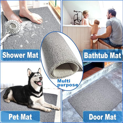 Shower Mats Non Slip for Elderly, 24x47’’Extra Lager Loofah Shower Mat, Loofah Bath Mats for Shower, Non-Slip Bath Mat for Elderly-Grey