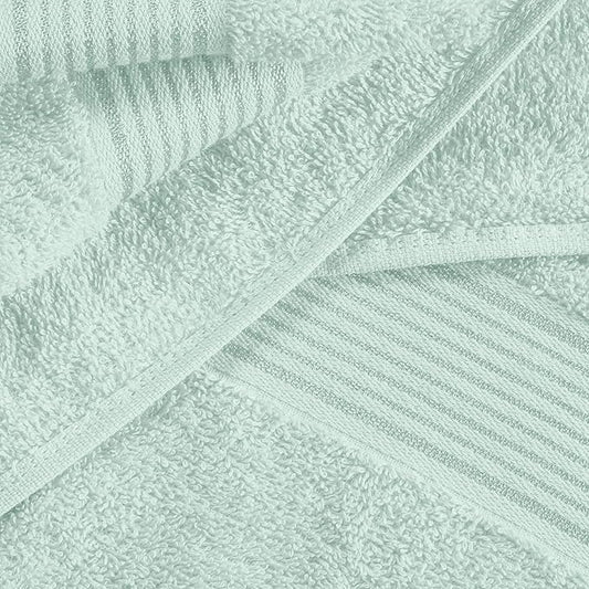 Belizzi Home 100% Cotton Towel Set, Contains 6 Soft Bath Towel, 6 Hand Towels, 12 Wash Cloths - Compact Absorbent Lightweight & Quickdry Towels for Bathroom - 24 Piece Bathroom Towel Set - Sea Green