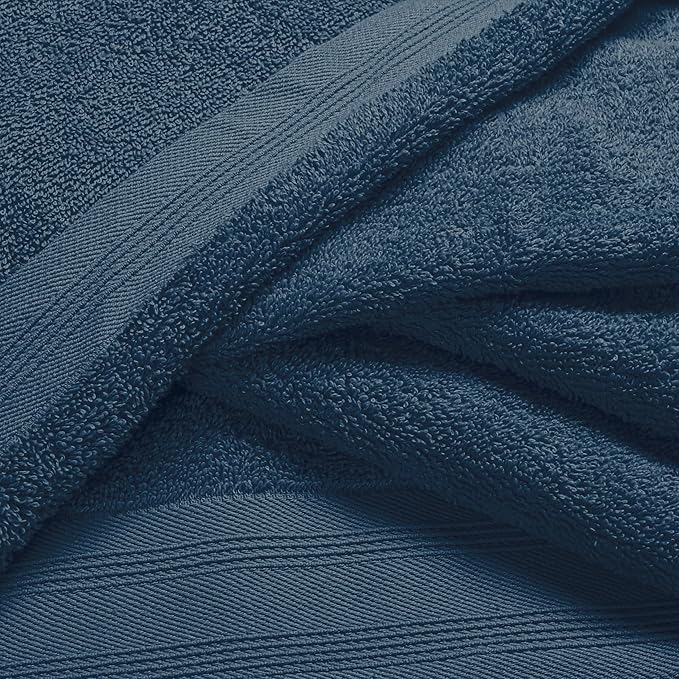 Ultra Soft 3 Pack Cotton Towel Set, Contains a Bath Towels 28x55 inch, a Hand Towels 16x24 inch & a Wash Coths 12x12 inch, Ideal Everyday use, Compact & Lightweight - Mineral Blue