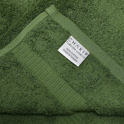 Chakir Turkish Linens 100% Cotton Premium Turkish Towels for Bathroom | 30'' x 60'' Large Bath Towels (4 Piece, Moss)