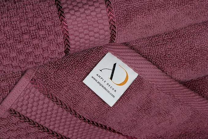 Ample Decor Grape Purple Bath Towels for Bathroom Set of 16 100% Cotton Popcorn Textured, Machine Washable - Mulaayam Collection - 30 X 54 Inch