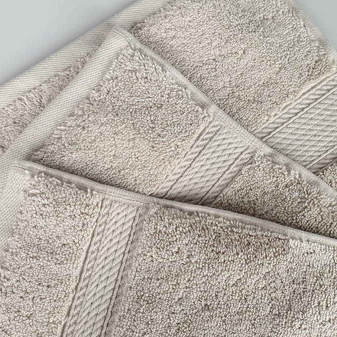 Superior Egyptian Cotton Pile Bath Sheet Set of 2, Ultra Soft Luxury Towels, Thick Plush Essentials, Absorbent Heavyweight, Guest Bath, Hotel, Spa, Home Bathroom, Shower Basics, Stone