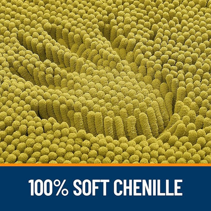 OLANLY Bathroom Rugs 30x20, Extra Soft Absorbent Chenille Bath Rugs, Rubber Backing Quick Dry, Machine Washable Bath Mats for Bathroom Floor, Tub and Shower, Home Decor Accessories, Deep Mustard