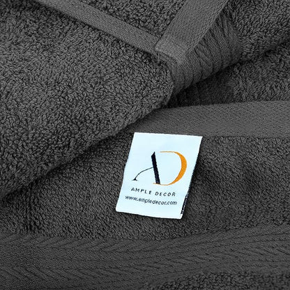 Ample Decor Hand Towels for Bathroom 18 X 28 Inch 600 GSM 100% Cotton, Soft Absorbent - 6 Pcs Gray