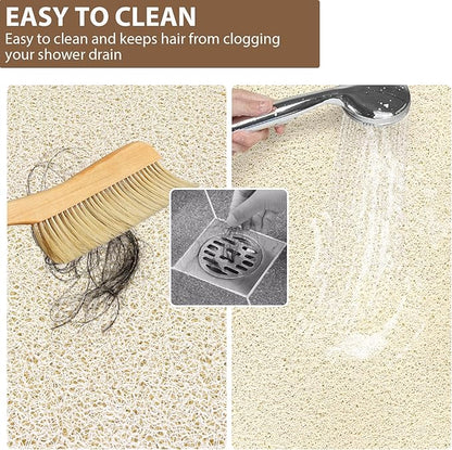 Shower Mat Non Slip: 36 x 24 Inch Extra Large Shower Mats for Inside Shower with Drain Hole - Soft PVC Loofah Anti Slip Shower Stall Mat for Walk-in Shower and Bathroom, Quick Drying