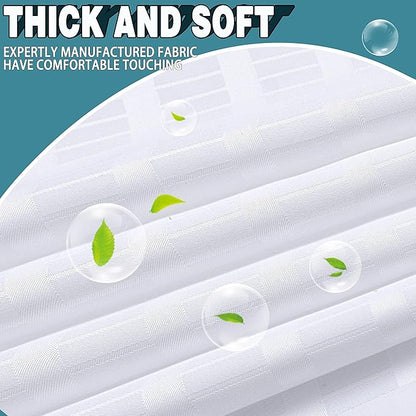Conbo Mio No Hook Shower Curtain with Snap in Liner Set, Hotel Luxury White Shower Curtains for Bathroom with See Through Top Window, Waterproof, Washable 71W x 74H