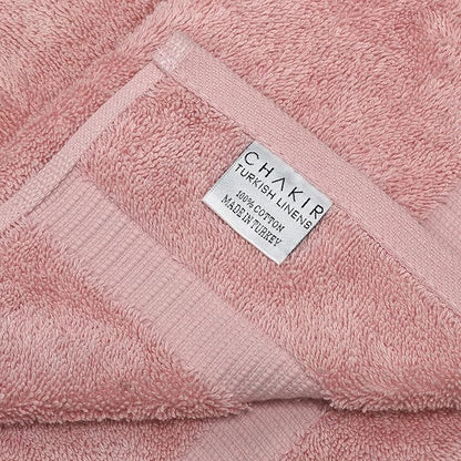 Chakir Turkish Linens 100% Cotton Premium Turkish Towels for Bathroom, 2 Large Bath Towels, 2 Hand Towels, 2 Washcloths (6-Piece Towel Set, Pink)